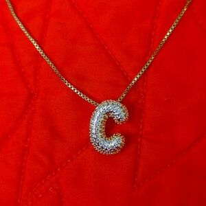 Letter "C" gold tone initial necklace